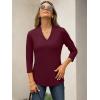imageANRABESS Women 34 Length Sleeve Tops V Neck Basic Dressy Casual Business Tunic Tee Shirts 2025 Fall Summer Trendy OutfitsBurgundy