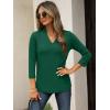imageANRABESS Women 34 Length Sleeve Tops V Neck Basic Dressy Casual Business Tunic Tee Shirts 2025 Fall Summer Trendy OutfitsDeep Green