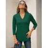 imageANRABESS Women 34 Length Sleeve Tops V Neck Basic Dressy Casual Business Tunic Tee Shirts 2025 Fall Summer Trendy OutfitsDeep Green