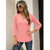 imageANRABESS Women 34 Length Sleeve Tops V Neck Basic Dressy Casual Business Tunic Tee Shirts 2025 Fall Summer Trendy OutfitsPink