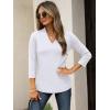 imageANRABESS Women 34 Length Sleeve Tops V Neck Basic Dressy Casual Business Tunic Tee Shirts 2025 Fall Summer Trendy OutfitsWhite