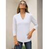imageANRABESS Women 34 Length Sleeve Tops V Neck Basic Dressy Casual Business Tunic Tee Shirts 2025 Fall Summer Trendy OutfitsWhite