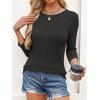 imageANRABESS Women 34 Sleeve Length Shirts 2025 Fall Lightweight Sweaters Loose Fit Ribbed Knit Casual Soft Layering TopsBlack