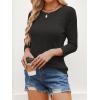 imageANRABESS Women 34 Sleeve Length Shirts 2025 Fall Lightweight Sweaters Loose Fit Ribbed Knit Casual Soft Layering TopsBlack