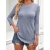 imageANRABESS Women 34 Sleeve Length Shirts 2025 Fall Lightweight Sweaters Loose Fit Ribbed Knit Casual Soft Layering TopsBlue