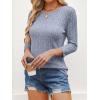 imageANRABESS Women 34 Sleeve Length Shirts 2025 Fall Lightweight Sweaters Loose Fit Ribbed Knit Casual Soft Layering TopsBlue