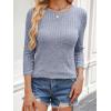 imageANRABESS Women 34 Sleeve Length Shirts 2025 Fall Lightweight Sweaters Loose Fit Ribbed Knit Casual Soft Layering TopsBlue