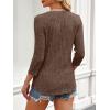 imageANRABESS Women 34 Sleeve Length Shirts 2025 Fall Lightweight Sweaters Loose Fit Ribbed Knit Casual Soft Layering TopsBrown
