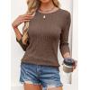 imageANRABESS Women 34 Sleeve Length Shirts 2025 Fall Lightweight Sweaters Loose Fit Ribbed Knit Casual Soft Layering TopsBrown
