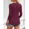 imageANRABESS Women 34 Sleeve Length Shirts 2025 Fall Lightweight Sweaters Loose Fit Ribbed Knit Casual Soft Layering TopsBurgundy