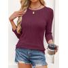 imageANRABESS Women 34 Sleeve Length Shirts 2025 Fall Lightweight Sweaters Loose Fit Ribbed Knit Casual Soft Layering TopsBurgundy