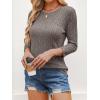 imageANRABESS Women 34 Sleeve Length Shirts 2025 Fall Lightweight Sweaters Loose Fit Ribbed Knit Casual Soft Layering TopsCool Ash Brown