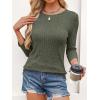 imageANRABESS Women 34 Sleeve Length Shirts 2025 Fall Lightweight Sweaters Loose Fit Ribbed Knit Casual Soft Layering TopsDeep Green