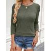 imageANRABESS Women 34 Sleeve Length Shirts 2025 Fall Lightweight Sweaters Loose Fit Ribbed Knit Casual Soft Layering TopsDeep Green