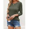 imageANRABESS Women 34 Sleeve Length Shirts 2025 Fall Lightweight Sweaters Loose Fit Ribbed Knit Casual Soft Layering TopsDeep Green