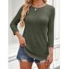 imageANRABESS Women 34 Sleeve Length Shirts 2025 Fall Lightweight Sweaters Loose Fit Ribbed Knit Casual Soft Layering TopsDeep Green