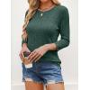 imageANRABESS Women 34 Sleeve Length Shirts 2025 Fall Lightweight Sweaters Loose Fit Ribbed Knit Casual Soft Layering TopsGreen