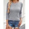 imageANRABESS Women 34 Sleeve Length Shirts 2025 Fall Lightweight Sweaters Loose Fit Ribbed Knit Casual Soft Layering TopsGrey