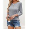 imageANRABESS Women 34 Sleeve Length Shirts 2025 Fall Lightweight Sweaters Loose Fit Ribbed Knit Casual Soft Layering TopsGrey