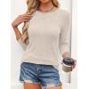 imageANRABESS Women 34 Sleeve Length Shirts 2025 Fall Lightweight Sweaters Loose Fit Ribbed Knit Casual Soft Layering TopsLight Khaki