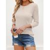 imageANRABESS Women 34 Sleeve Length Shirts 2025 Fall Lightweight Sweaters Loose Fit Ribbed Knit Casual Soft Layering TopsLight Khaki