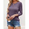 imageANRABESS Women 34 Sleeve Length Shirts 2025 Fall Lightweight Sweaters Loose Fit Ribbed Knit Casual Soft Layering TopsPurple