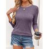 imageANRABESS Women 34 Sleeve Length Shirts 2025 Fall Lightweight Sweaters Loose Fit Ribbed Knit Casual Soft Layering TopsPurple