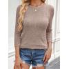 imageANRABESS Women 34 Sleeve Length Shirts 2025 Fall Lightweight Sweaters Loose Fit Ribbed Knit Casual Soft Layering TopsTan