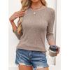 imageANRABESS Women 34 Sleeve Length Shirts 2025 Fall Lightweight Sweaters Loose Fit Ribbed Knit Casual Soft Layering TopsTan