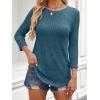 imageANRABESS Women 34 Sleeve Length Shirts 2025 Fall Lightweight Sweaters Loose Fit Ribbed Knit Casual Soft Layering TopsTeal