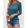imageANRABESS Women 34 Sleeve Length Shirts 2025 Fall Lightweight Sweaters Loose Fit Ribbed Knit Casual Soft Layering TopsTeal
