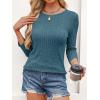 imageANRABESS Women 34 Sleeve Length Shirts 2025 Fall Lightweight Sweaters Loose Fit Ribbed Knit Casual Soft Layering TopsTeal