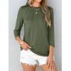 imageANRABESS Women Dressy Casual Blouse 34 Long Sleeve T Shirts Pleated Round Neck Business Work Tunic Tops 2025 Fall OutfitsArmy Green