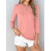 imageANRABESS Women Dressy Casual Blouse 34 Long Sleeve T Shirts Pleated Round Neck Business Work Tunic Tops 2025 Fall OutfitsCoral