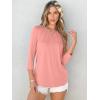 imageANRABESS Women Dressy Casual Blouse 34 Long Sleeve T Shirts Pleated Round Neck Business Work Tunic Tops 2025 Fall OutfitsCoral