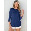 imageANRABESS Women Dressy Casual Blouse 34 Long Sleeve T Shirts Pleated Round Neck Business Work Tunic Tops 2025 Fall OutfitsDark Blue