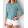 imageANRABESS Women Dressy Casual Blouse 34 Long Sleeve T Shirts Pleated Round Neck Business Work Tunic Tops 2025 Fall OutfitsGray Green