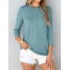 imageANRABESS Women Dressy Casual Blouse 34 Long Sleeve T Shirts Pleated Round Neck Business Work Tunic Tops 2025 Fall OutfitsGray Green