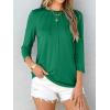 imageANRABESS Women Dressy Casual Blouse 34 Long Sleeve T Shirts Pleated Round Neck Business Work Tunic Tops 2025 Fall OutfitsGreen