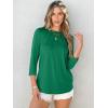 imageANRABESS Women Dressy Casual Blouse 34 Long Sleeve T Shirts Pleated Round Neck Business Work Tunic Tops 2025 Fall OutfitsGreen