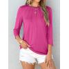 imageANRABESS Women Dressy Casual Blouse 34 Long Sleeve T Shirts Pleated Round Neck Business Work Tunic Tops 2025 Fall OutfitsHot Pink