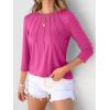 imageANRABESS Women Dressy Casual Blouse 34 Long Sleeve T Shirts Pleated Round Neck Business Work Tunic Tops 2025 Fall OutfitsHot Pink