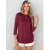 imageANRABESS Women Dressy Casual Blouse 34 Long Sleeve T Shirts Pleated Round Neck Business Work Tunic Tops 2025 Fall OutfitsWine Red