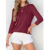 imageANRABESS Women Dressy Casual Blouse 34 Long Sleeve T Shirts Pleated Round Neck Business Work Tunic Tops 2025 Fall OutfitsWine Red