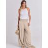 imageANRABESS Women Linen Palazzo Pants Summer Boho Wide Leg High Waist Casual Lounge Pant 2025 Beach Travel Vacation OutfitsAlmond
