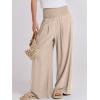 imageANRABESS Women Linen Palazzo Pants Summer Boho Wide Leg High Waist Casual Lounge Pant 2025 Beach Travel Vacation OutfitsAlmond