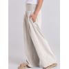 imageANRABESS Women Linen Palazzo Pants Summer Boho Wide Leg High Waist Casual Lounge Pant 2025 Beach Travel Vacation OutfitsApricot