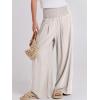 imageANRABESS Women Linen Palazzo Pants Summer Boho Wide Leg High Waist Casual Lounge Pant 2025 Beach Travel Vacation OutfitsApricot