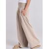 imageANRABESS Women Linen Palazzo Pants Summer Boho Wide Leg High Waist Casual Lounge Pant 2025 Beach Travel Vacation OutfitsBeige