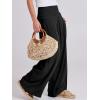 imageANRABESS Women Linen Palazzo Pants Summer Boho Wide Leg High Waist Casual Lounge Pant 2025 Beach Travel Vacation OutfitsBlack
